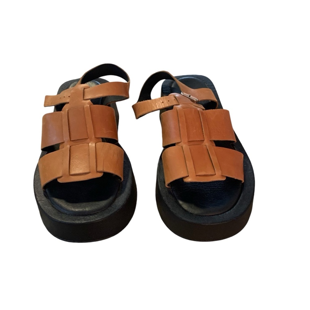 Free People Tan Leather Platform Sandals - Picture 3 of 7